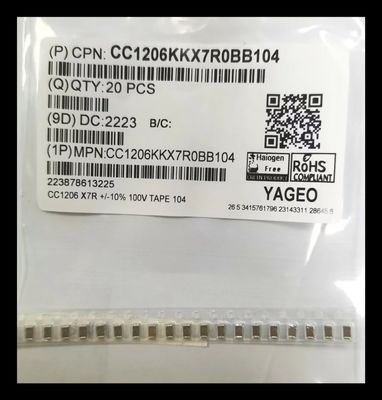 X7R 1206 Wielowarstwowe kondensatory ceramiczne z powłoką MLCC 104K / 100V