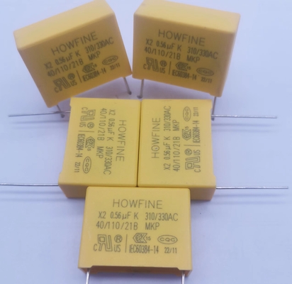 Kondensator bezpieczeństwa w kolorze żółtym MPX-X2 0,56 UF 310 V-330 V P22,5 MM